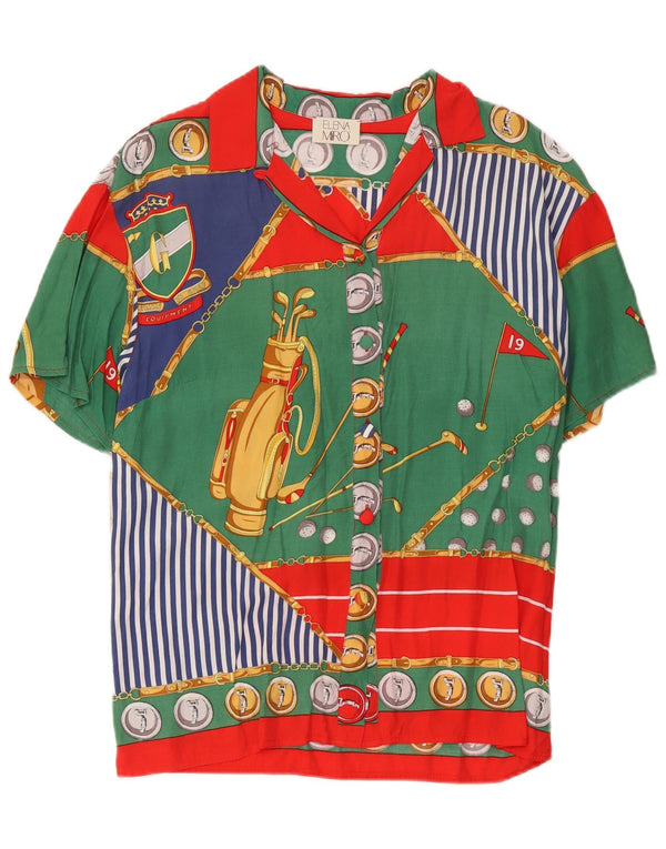 ELENA MIRO blusa feminina com estampa abstrata Reino Unido 14 média multicolorida