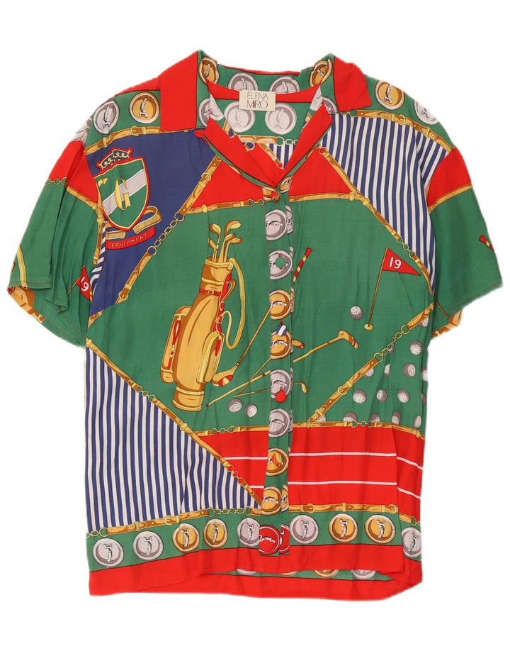ELENA MIRO blusa feminina com estampa abstrata Reino Unido 14 média multicolorida