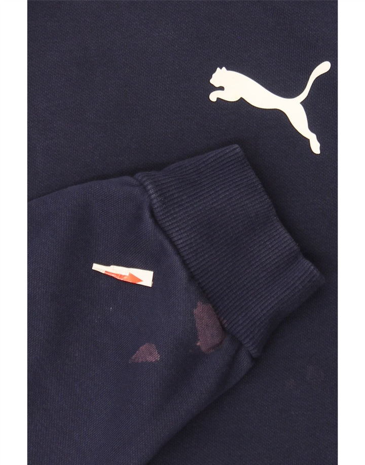 Puma moletom com capuz masculino grande algodão azul marinho