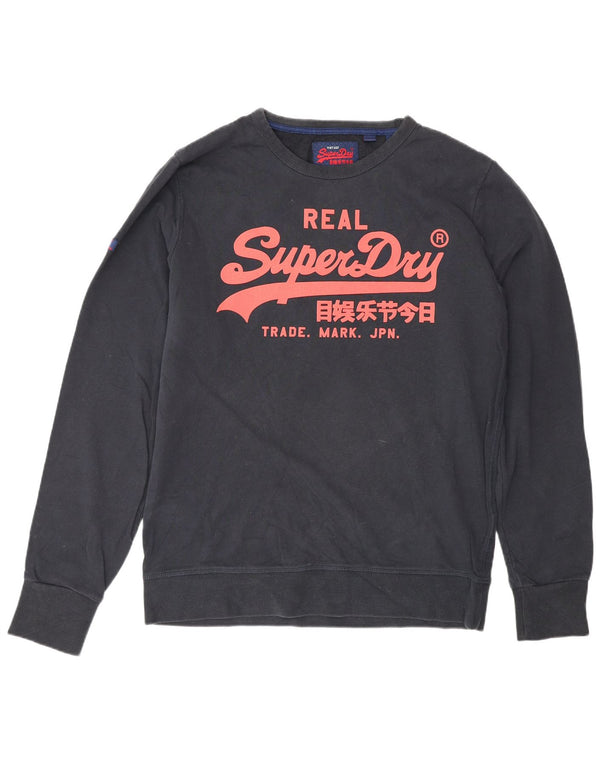 Superdry moletom gráfico masculino jumper XL azul marinho algodão