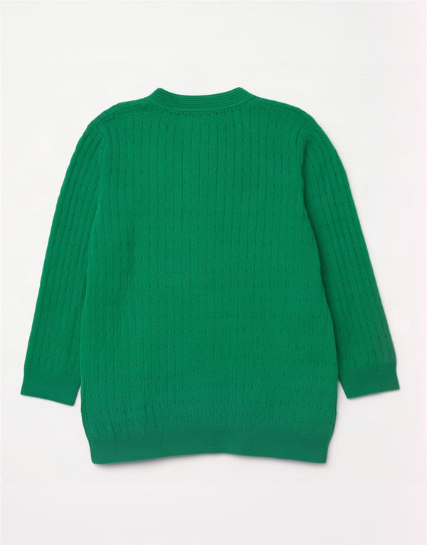 Suéter feminino Laura Ashley com decote em V Reino Unido 12 algodão verde médio
