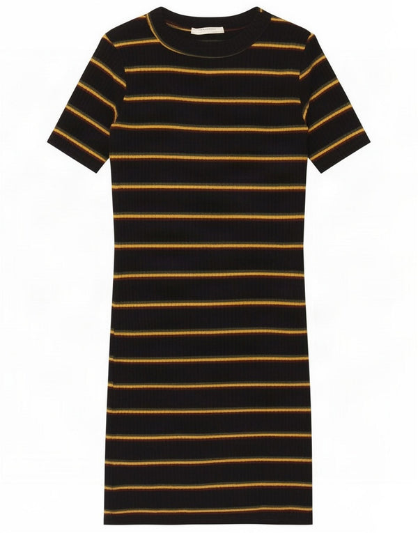 Zara Womens Trafaluc T-Shirt Dress UK 8 Pequeno Poliéster listrado preto