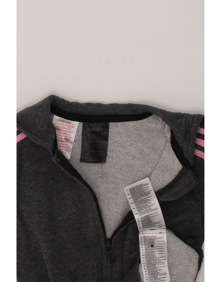 ADIDAS Baby Girls Graphic Zip Hoodie Sweater 18-24 Months Grey Cotton Vintage Adidas and Second-Hand Adidas from Messina Hembry 