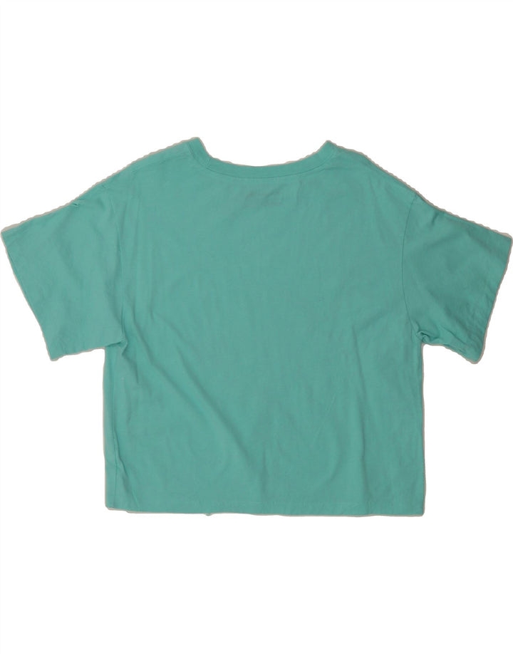 CHAMPION Womens Crop T-Shirt Top UK 14 Medium Turquoise Cotton Vintage Champion and Second-Hand Champion from Messina Hembry 