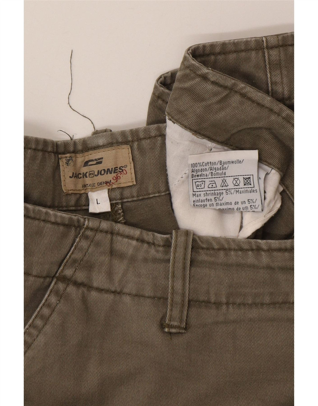 Shorts cargo masculino Jack & Jones grande W34 algodão cáqui