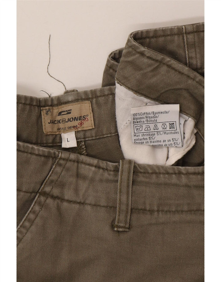 Shorts cargo masculino Jack & Jones grande W34 algodão cáqui