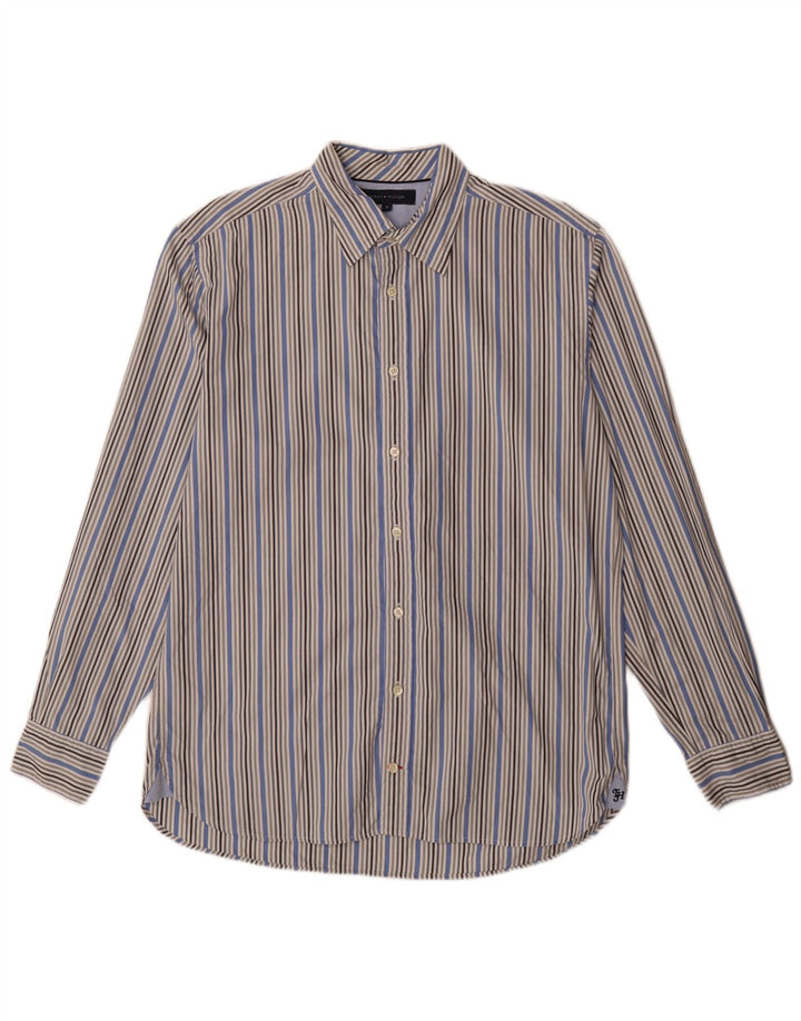 Camisa masculina Tommy Hilfiger de algodão listrado azul médio