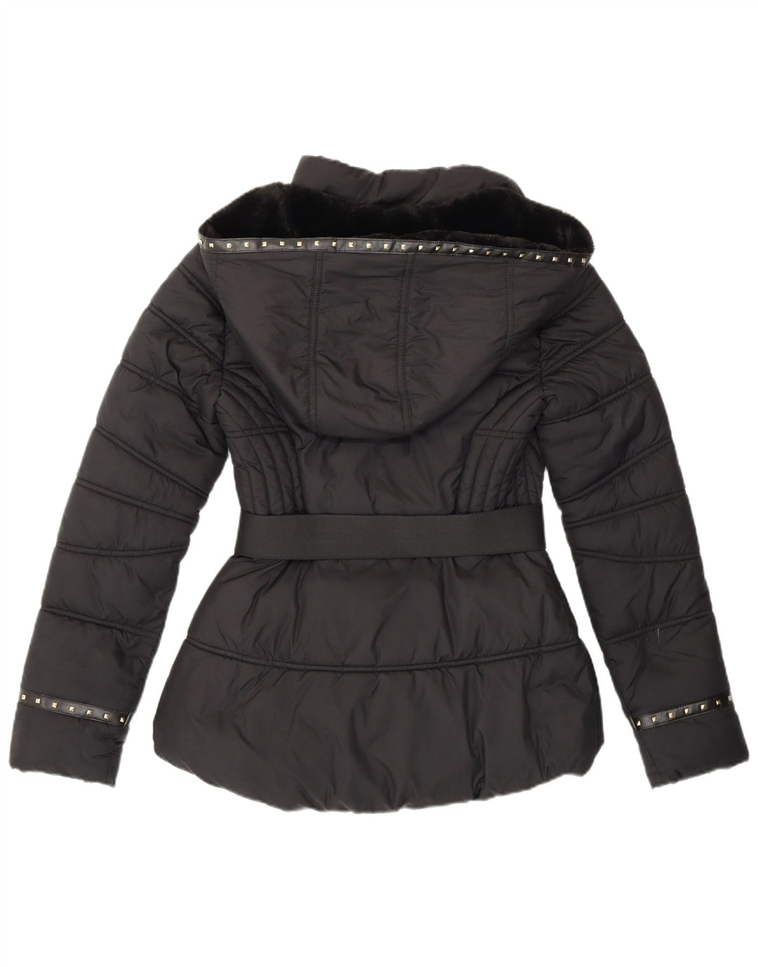 Jaqueta feminina acolchoada com capuz Guess UK 10 pequena preta
