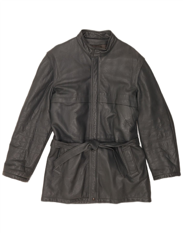 Jaqueta de couro masculina vintage IT 48 couro cinza médio