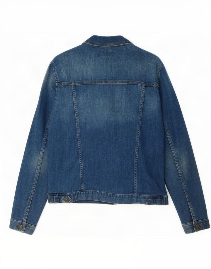 Jaqueta jeans feminina Fat Face Reino Unido 14 grande algodão azul