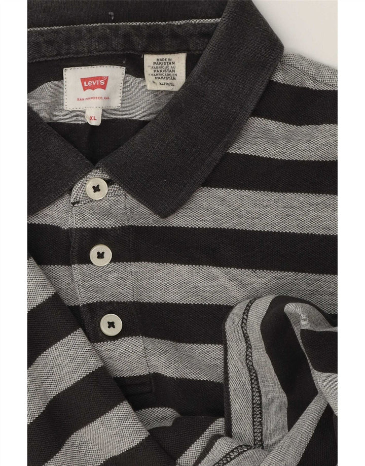 Camisa polo masculina Levi's XL cinza listrada de algodão