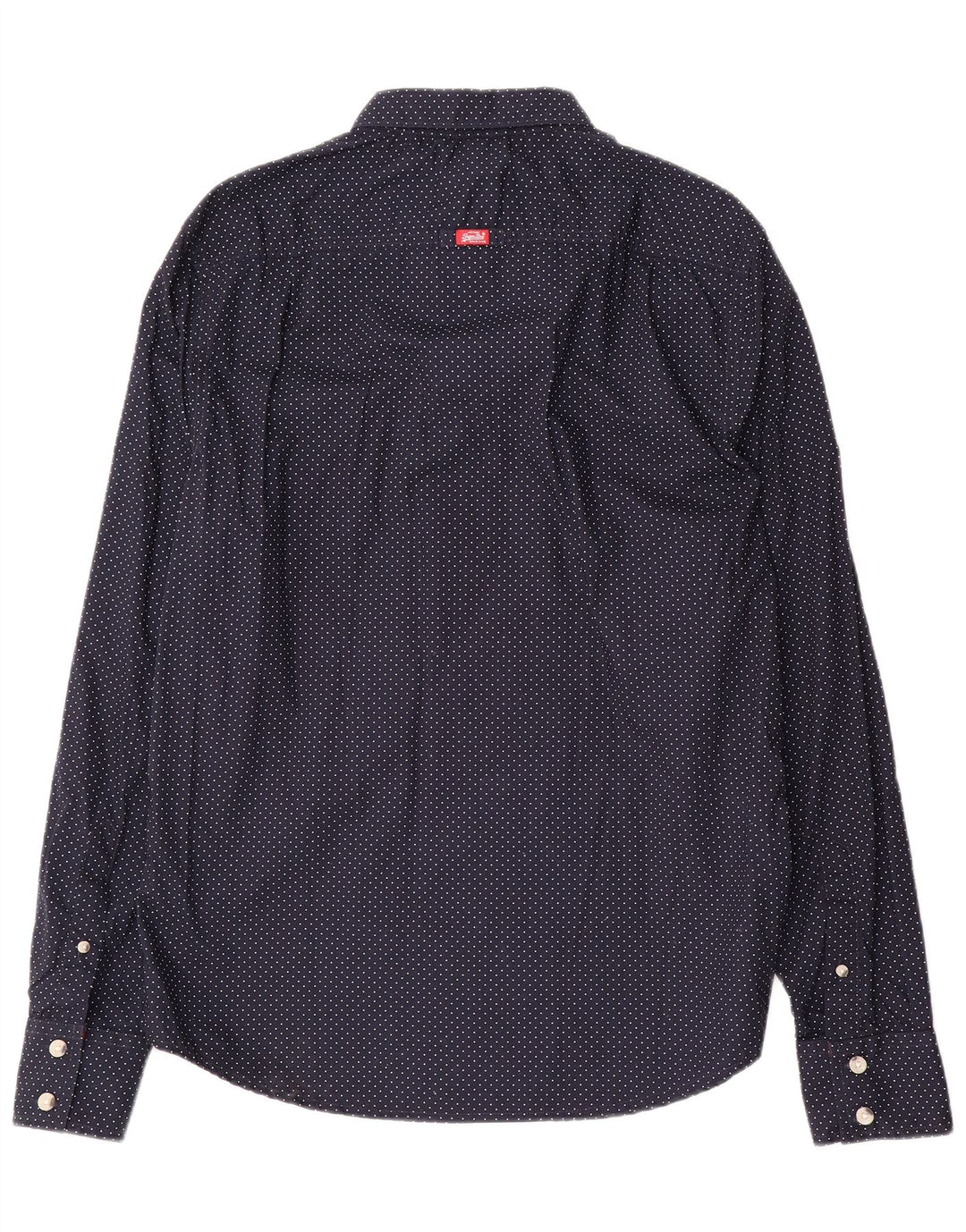 Camisa masculina Superdry XL algodão manchado azul marinho