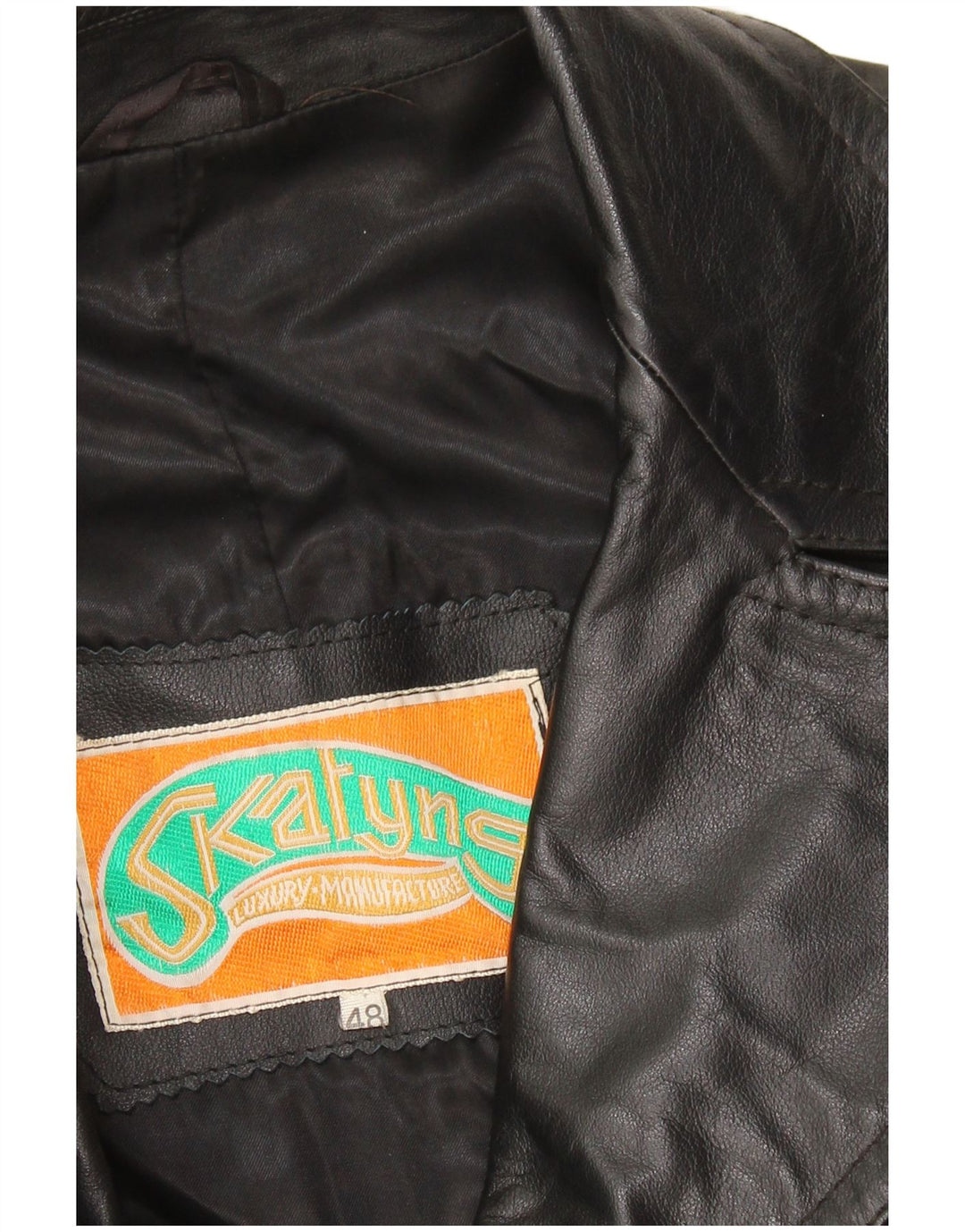 Casaco de couro masculino VINTAGE IT 48 couro preto médio