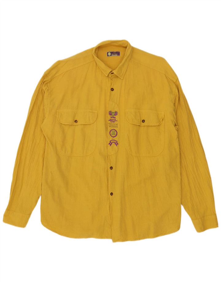 Camisa gráfica masculina vintage amarela média