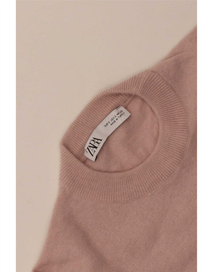 Suéter feminino Zara com gola redonda, Reino Unido 10 pequeno rosa