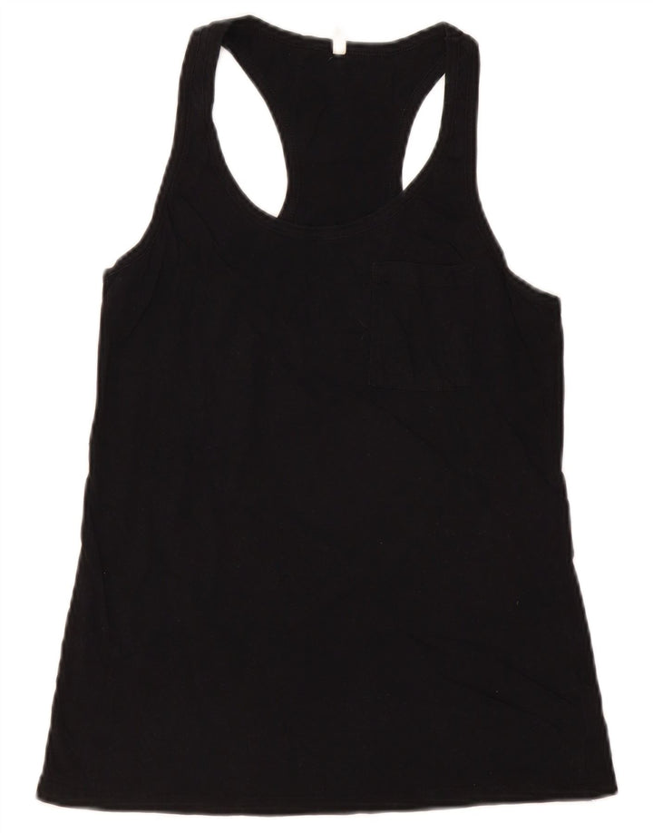 Top colete feminino Benetton UK 12 algodão preto médio