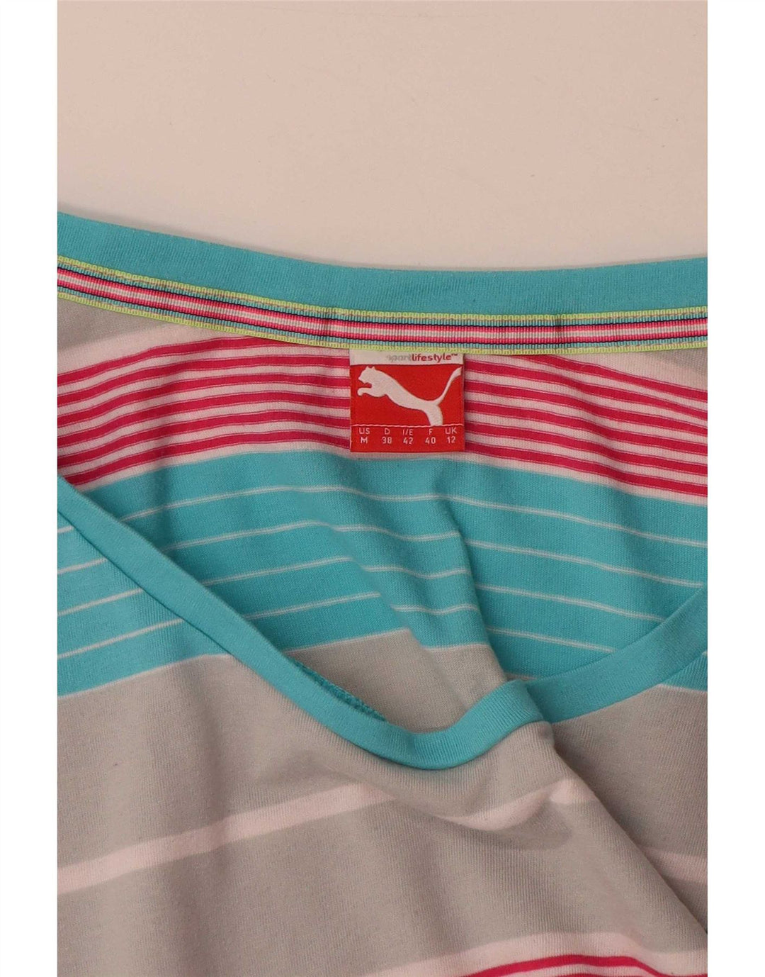 Camiseta feminina Puma UK 12 média listrada multicolorida