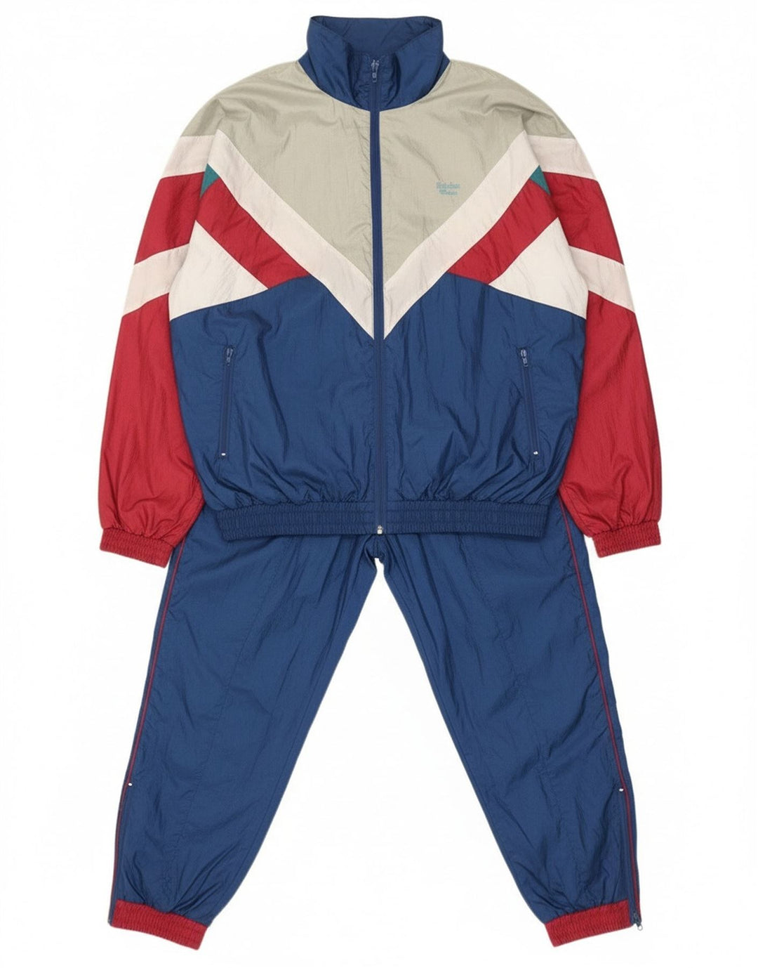 Fato de treino completo vintage masculino oversized médio azul marinho colorblock