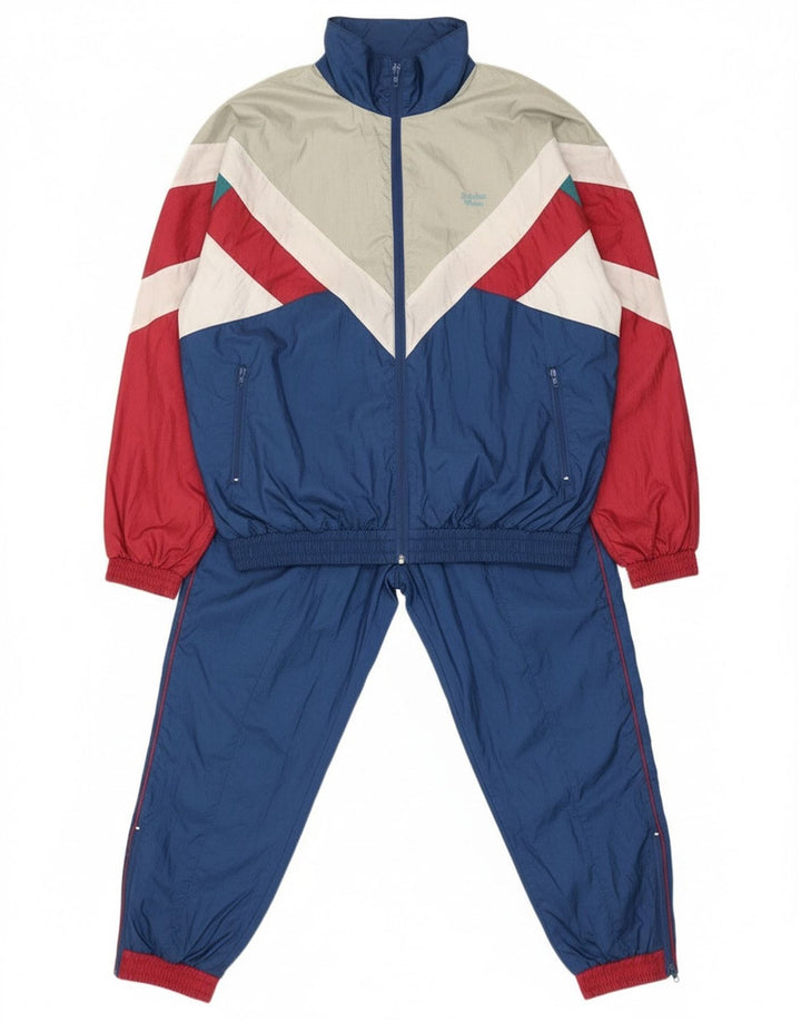 Fato de treino completo vintage masculino oversized médio azul marinho colorblock