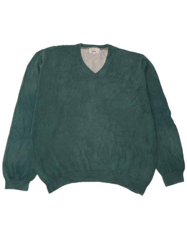 Suéter masculino Marks & Spencer com ajuste regular e decote em V 2XL algodão verde