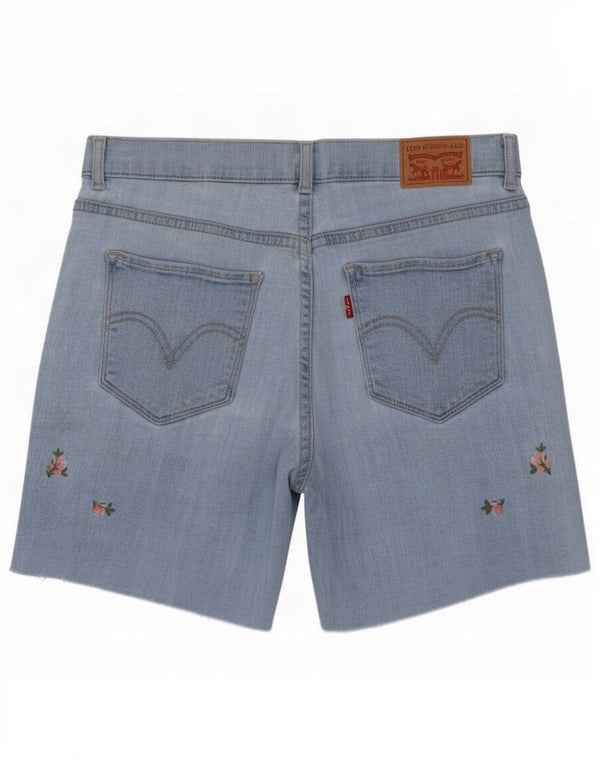 Shorts jeans clássico feminino Levi's pequeno W27 azul floral algodão