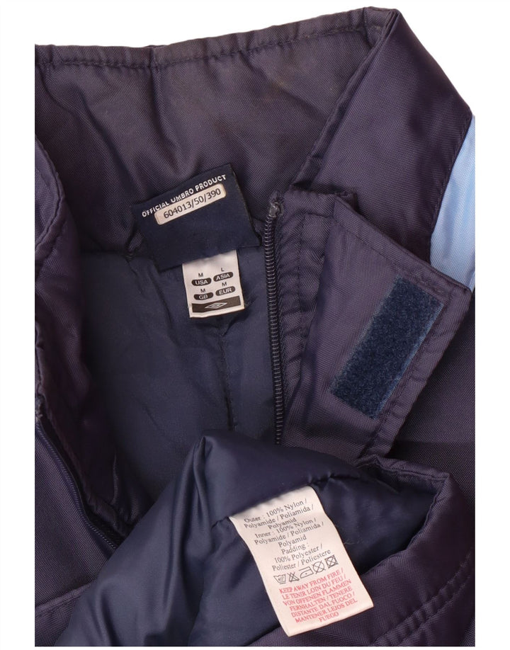 Casaco masculino acolchoado com capuz UMBRO UK 38 médio azul marinho colorblock nylon
