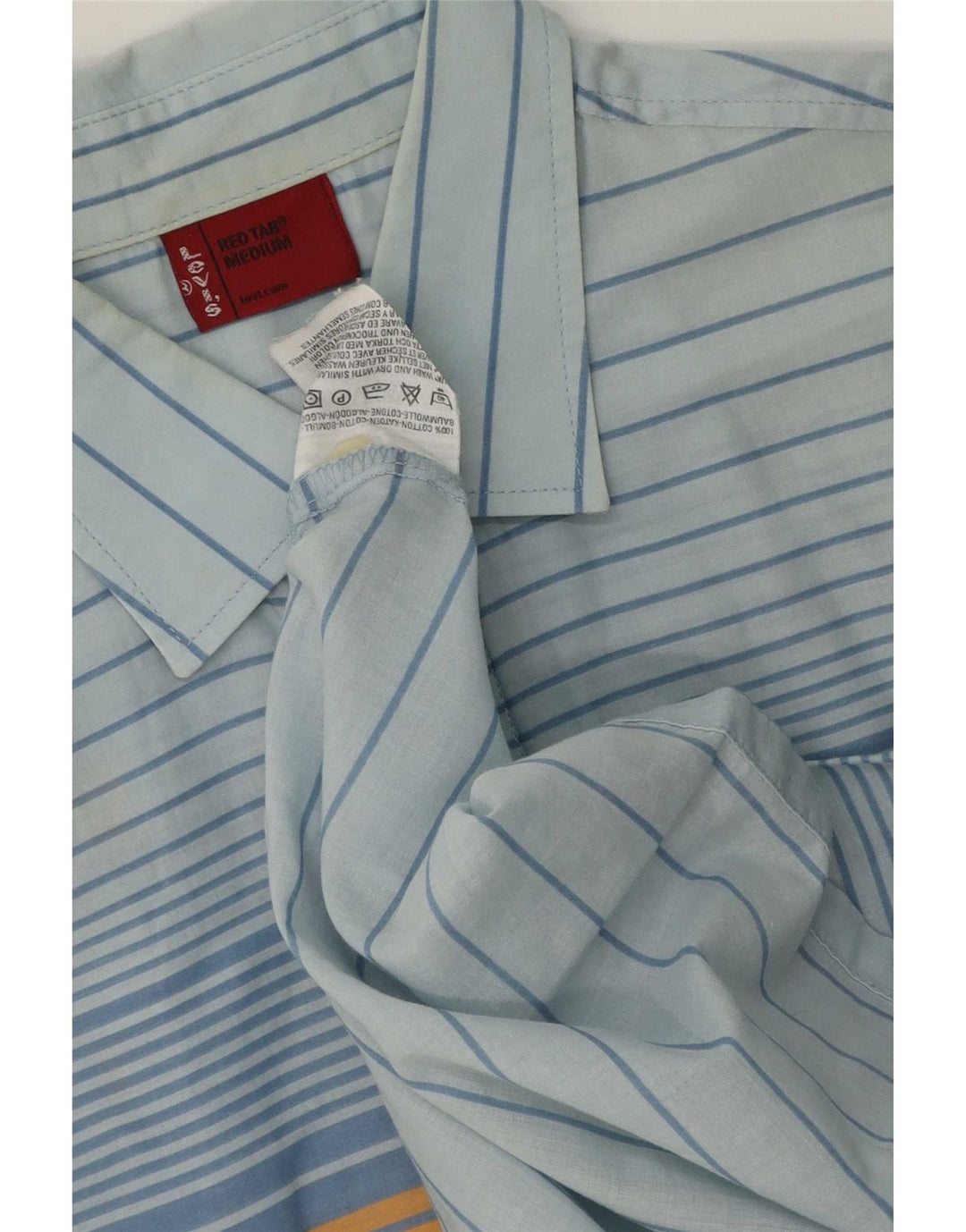 Camisa masculina de manga curta Levi's de algodão listrado azul médio