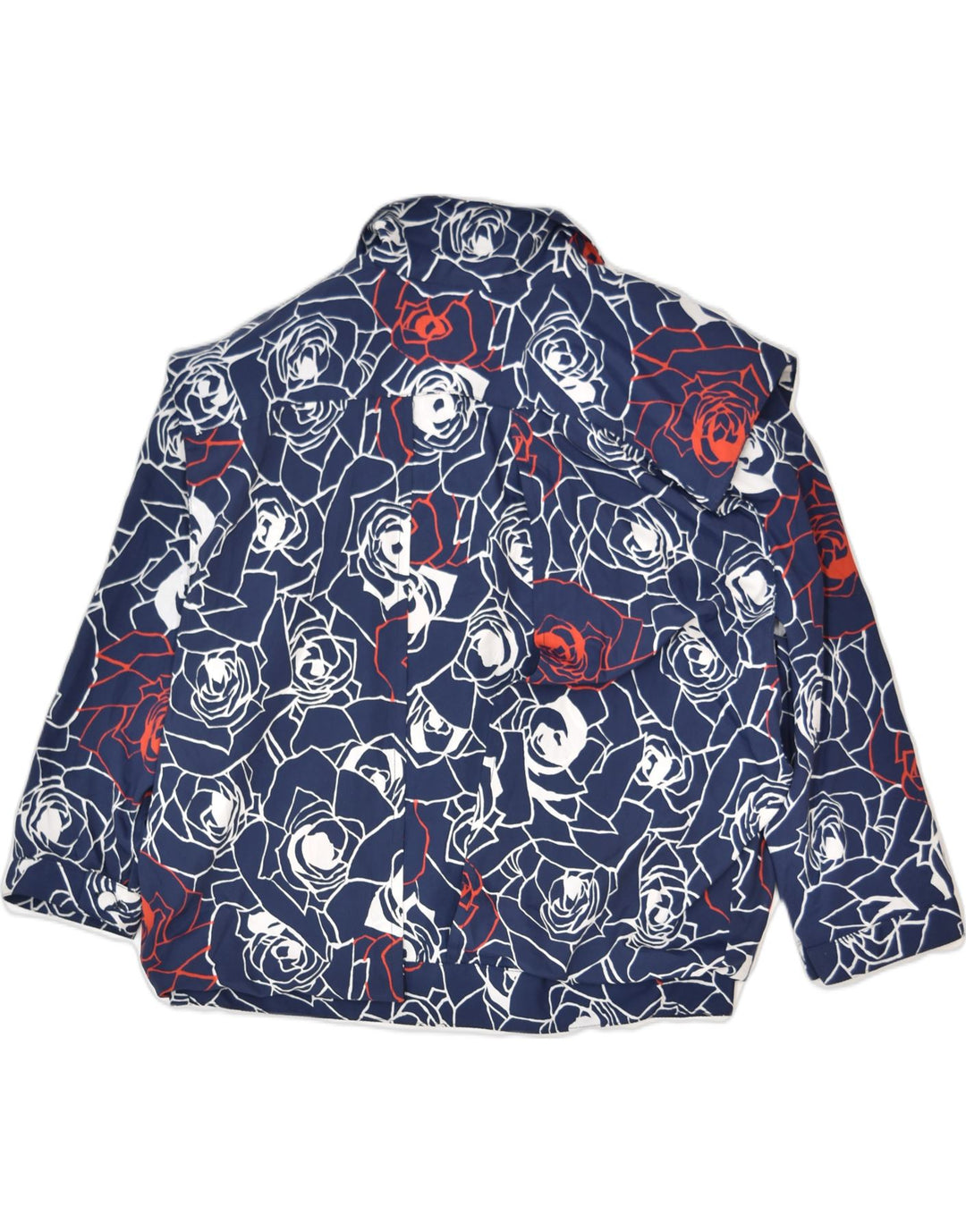 VINTAGE Womens Crop 3/4 Sleeve Blazer Jacket UK 12 Medium Navy Blue Floral | Vintage | Thrift | Second-Hand | Used Clothing | Messina Hembry 