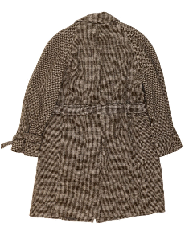 Sobretudo masculino vintage Reino Unido 38 lã virgem xadrez cinza médio