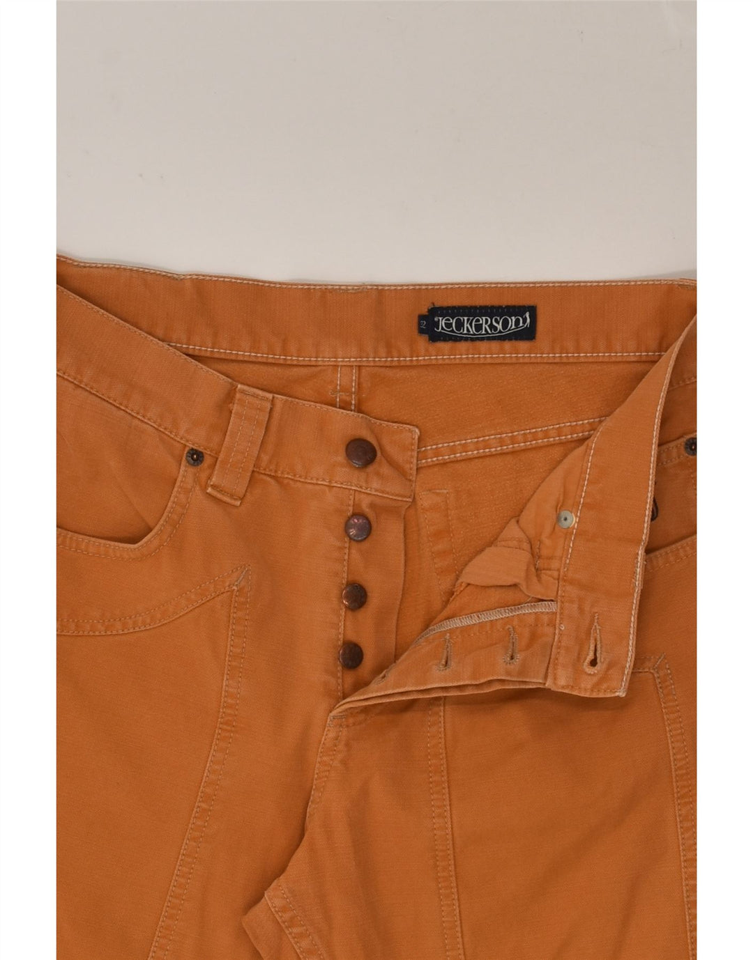 JECKERSON Mens Straight Casual Trousers W32 L26 Brown Cotton | Vintage Jeckerson | Thrift | Second-Hand Jeckerson | Used Clothing | Messina Hembry 