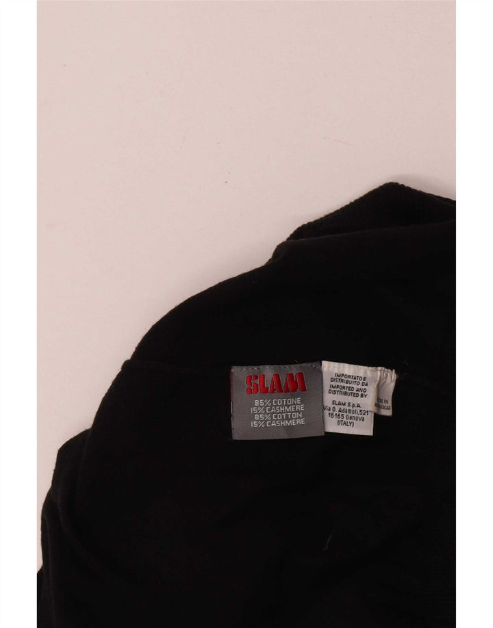 Suéter masculino Slam com zíper e gola alta de algodão preto grande