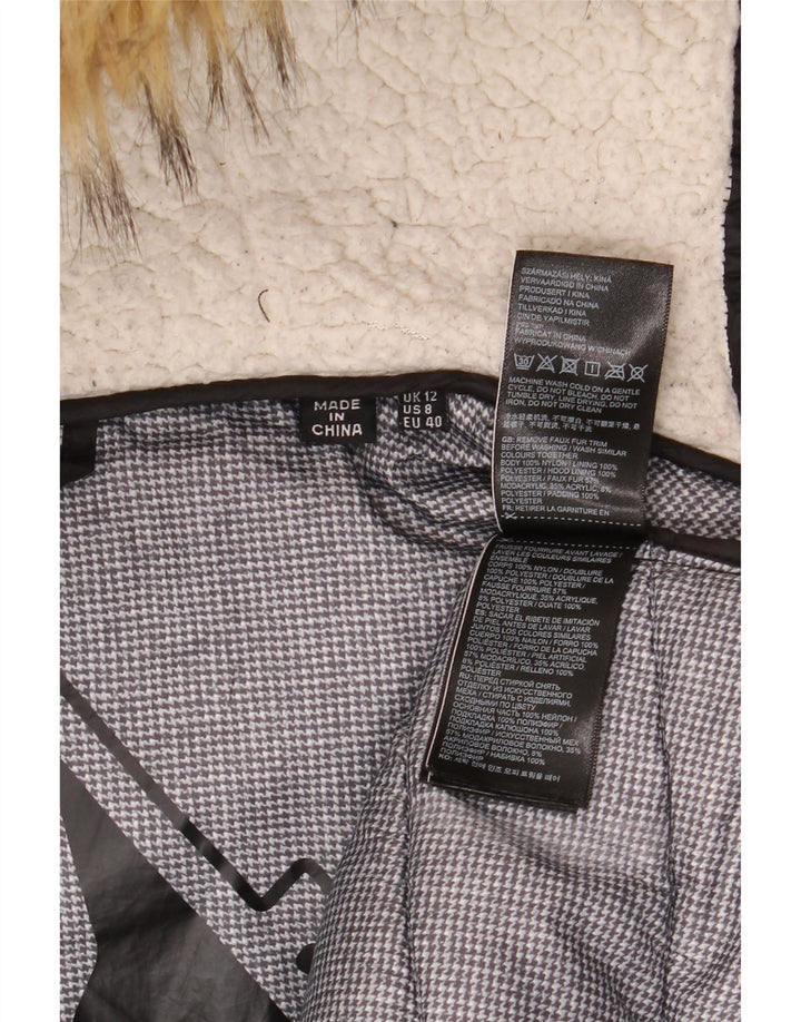 Casaco acolchoado com capuz feminino Superdry UK 12 médio preto nylon