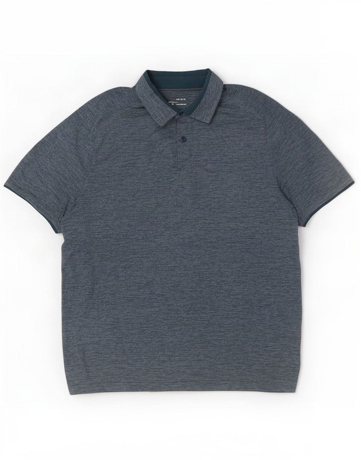 Camisa pólo masculina Under Armour Heat Gear grande poliéster manchado azul