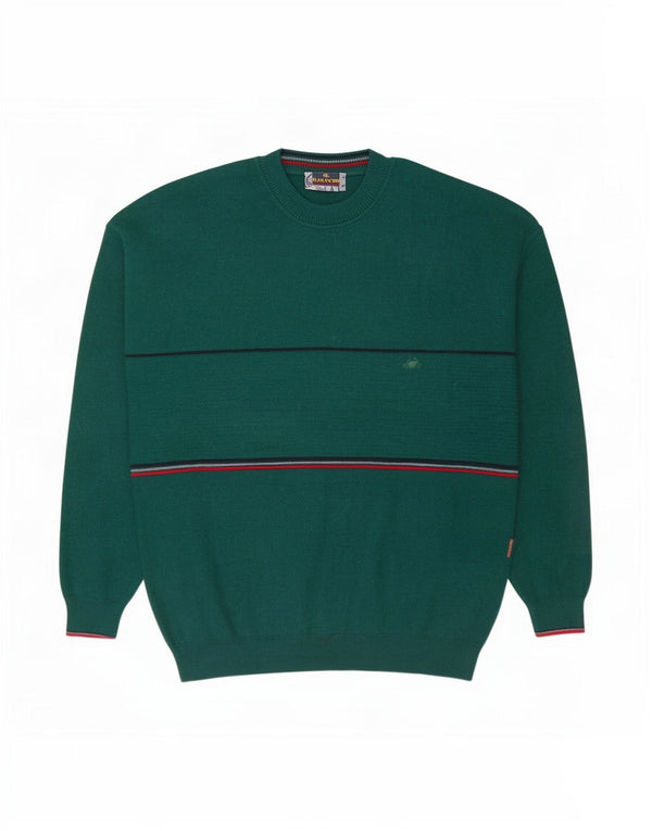 Suéter masculino Il Granchio com gola redonda, lã listrada verde grande