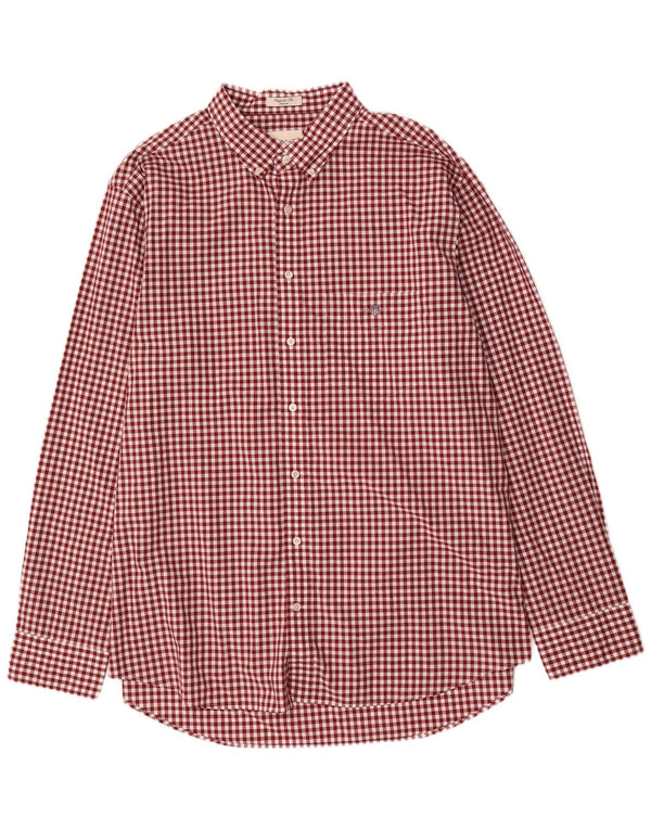 Gant camisa masculina de ajuste regular tamanho 47/48 19 3XL algodão gingham borgonha