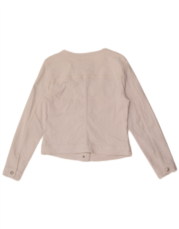 Jaqueta jeans feminina Crew Clothing UK 10 pequena branca
