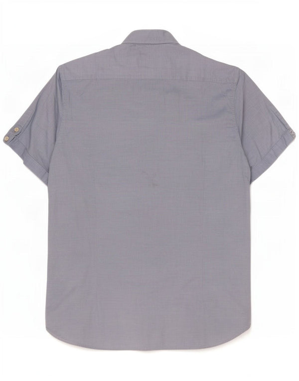 Camisa masculina de manga curta Ted Baker tamanho 4 grande algodão azul