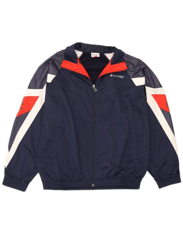 Jaqueta masculina de agasalho gráfico Champion XL azul marinho colorblock