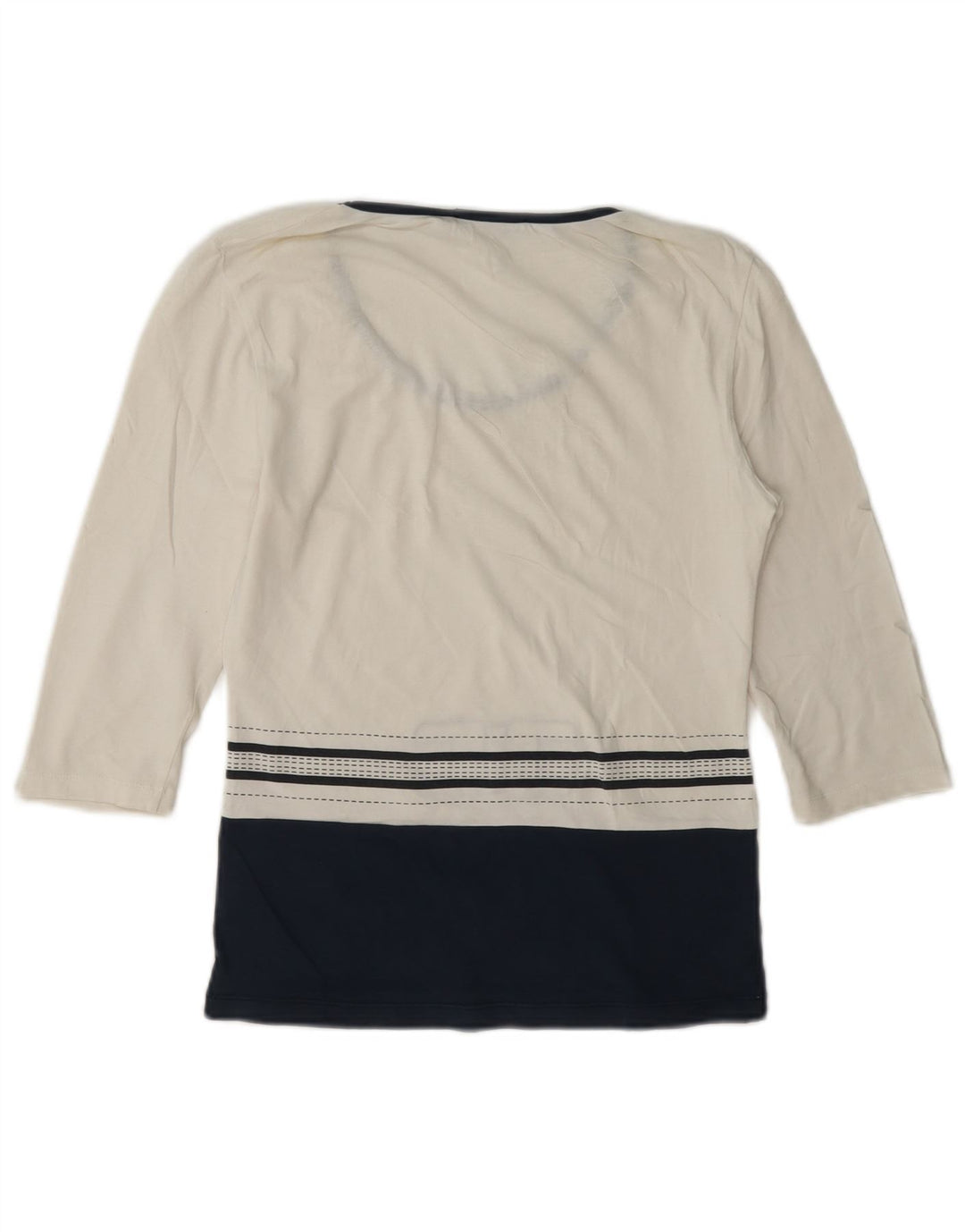 Top gráfico feminino Roccobarocco manga 3/4 IT 42 bloco de cor branco médio