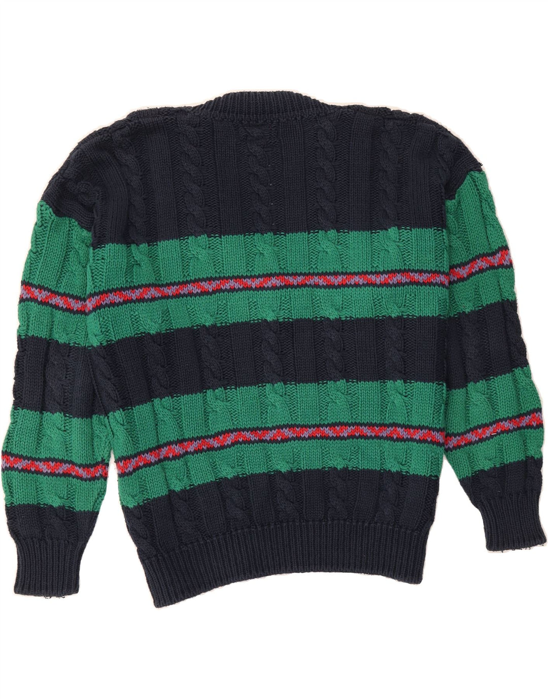 TIMBERLAND Mens V-Neck Jumper Sweater Large Navy Blue Striped Cotton Vintage Timberland and Second-Hand Timberland from Messina Hembry 