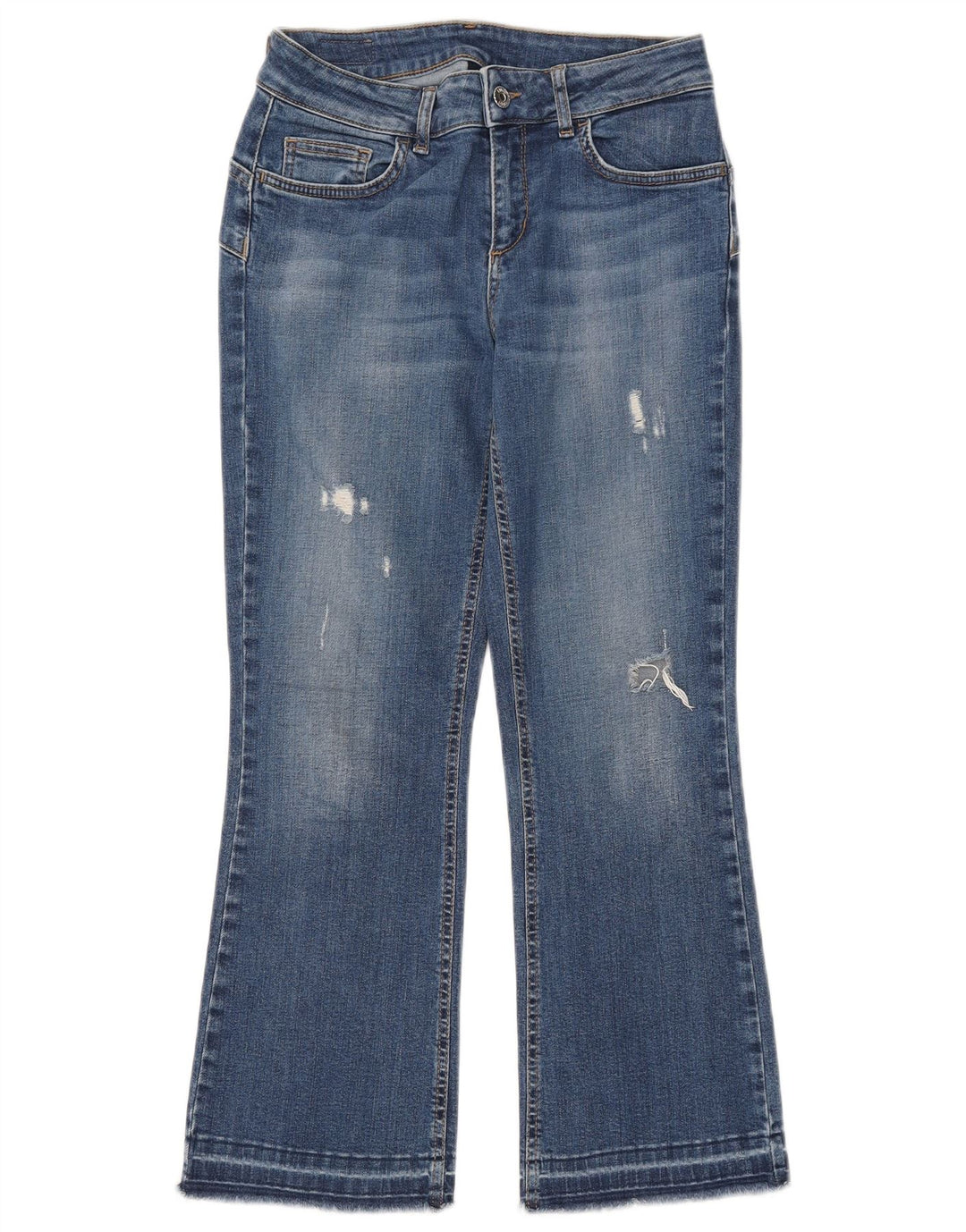 Liu Jo Calça jeans feminina cropped desgastada W28 L25 algodão azul