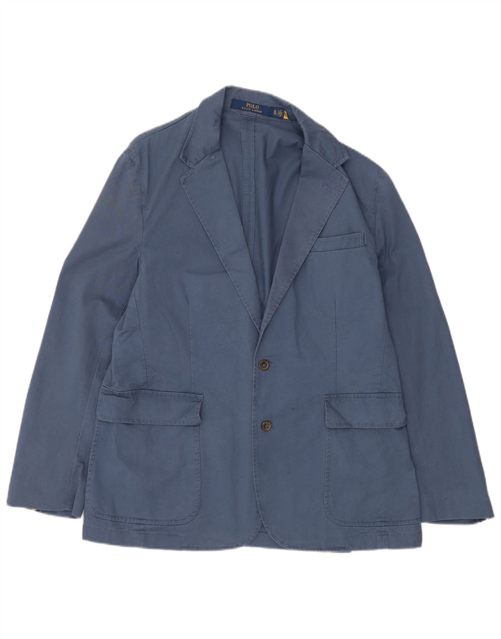 Jaqueta blazer masculina POLO RALPH LAUREN com 2 botões Reino Unido 42 XL azul marinho algodão