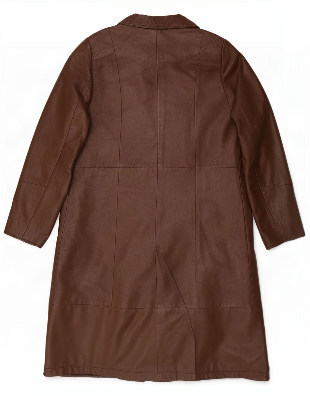 Casaco de couro feminino vintage UK 14 marrom médio
