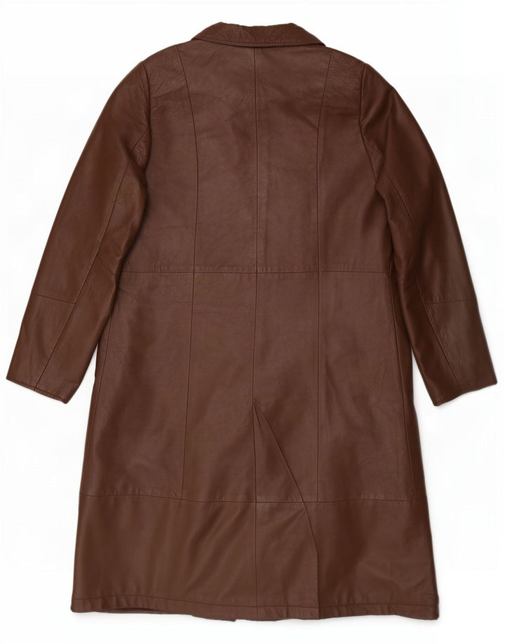 Casaco de couro feminino vintage UK 14 marrom médio