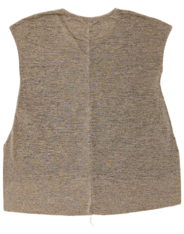 Top colete feminino Zara UK 14 poliéster cinza médio