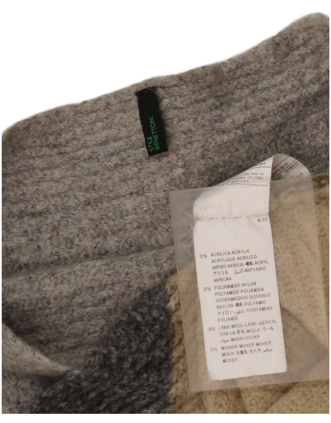 Suéter feminino BENETTON com gola canoa Reino Unido 14 médio multicolorido