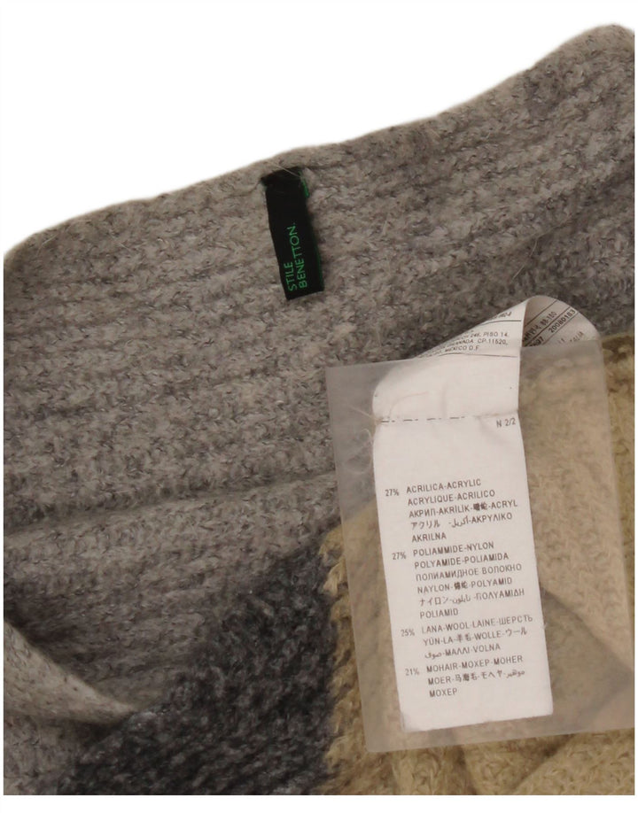 Suéter feminino BENETTON com gola canoa Reino Unido 14 médio multicolorido