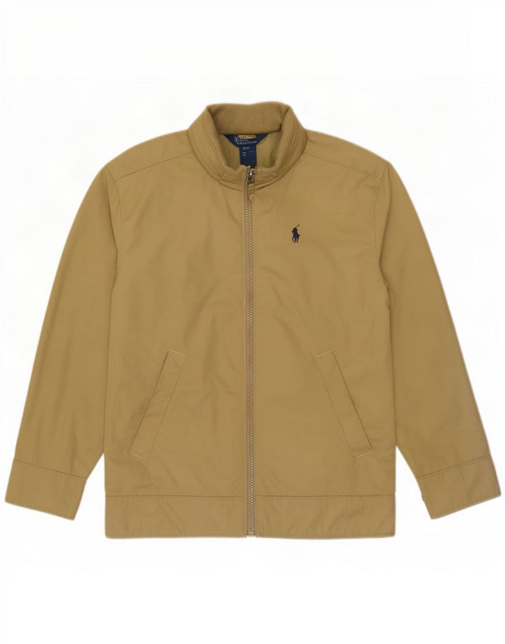 Jaqueta bomber com capuz para meninos Polo Ralph Lauren 7-8 anos pequeno poliéster bege