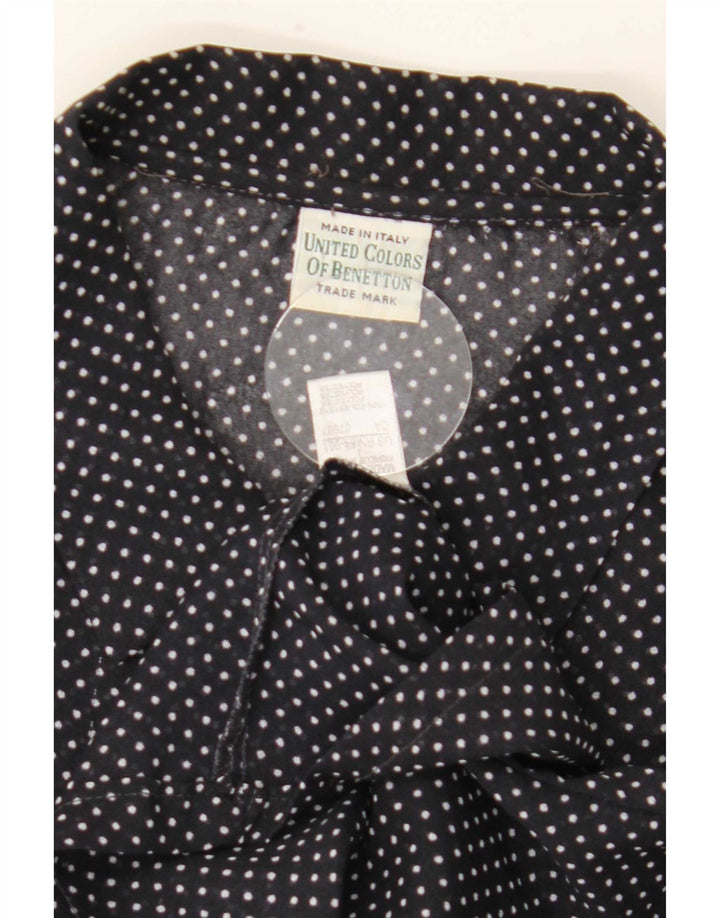Camisa feminina de manga curta Benetton UK 20 2XL poliéster manchado preto