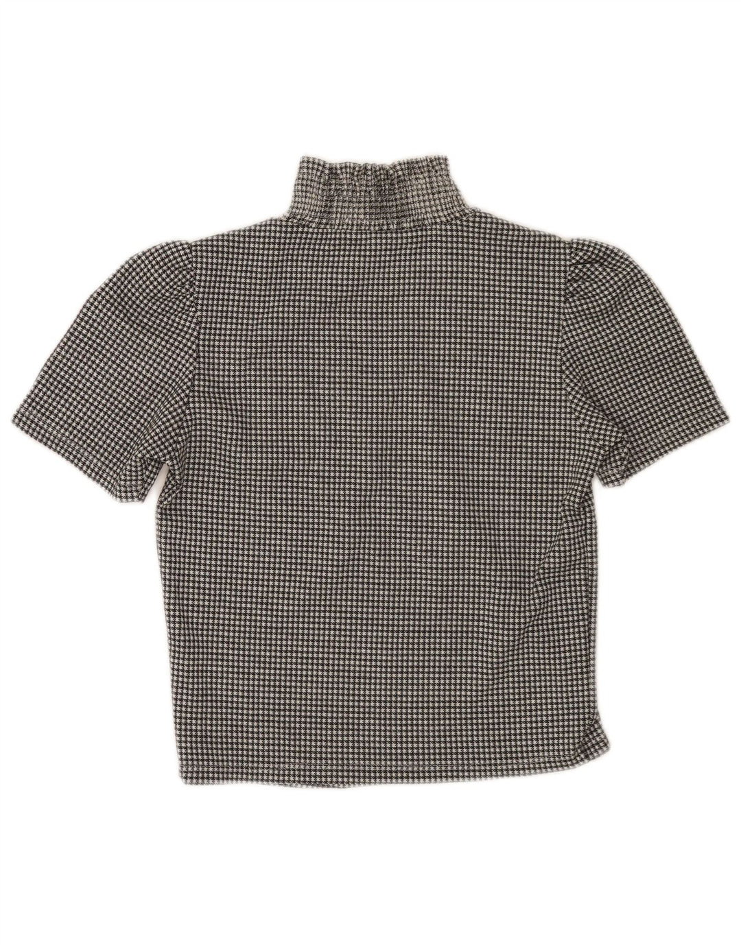 Blusa feminina Zara Top UK 10 pequena preta Houndstooth
